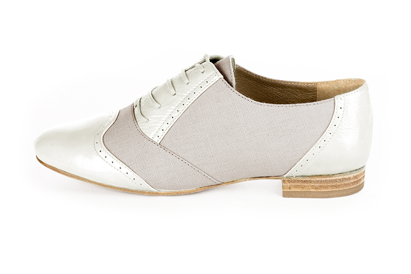 Off white and natural beige women's fashion lace-up shoes.. Profile view - Florence KOOIJMAN